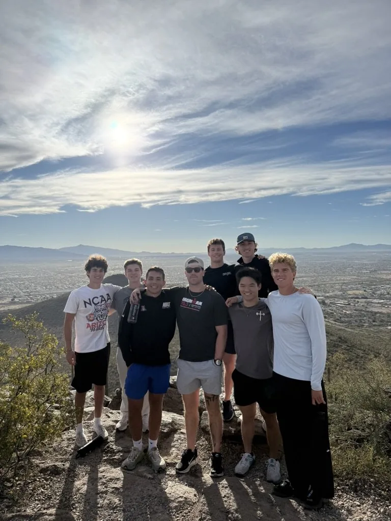 Blake and a group of guys including Chase on a Tucson mountain hike