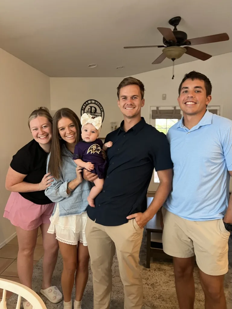 Family and friends in the Pfaff living room