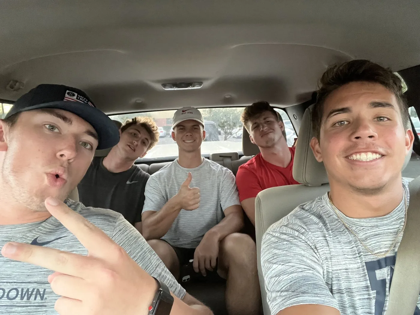 Tyler with the guys in the car