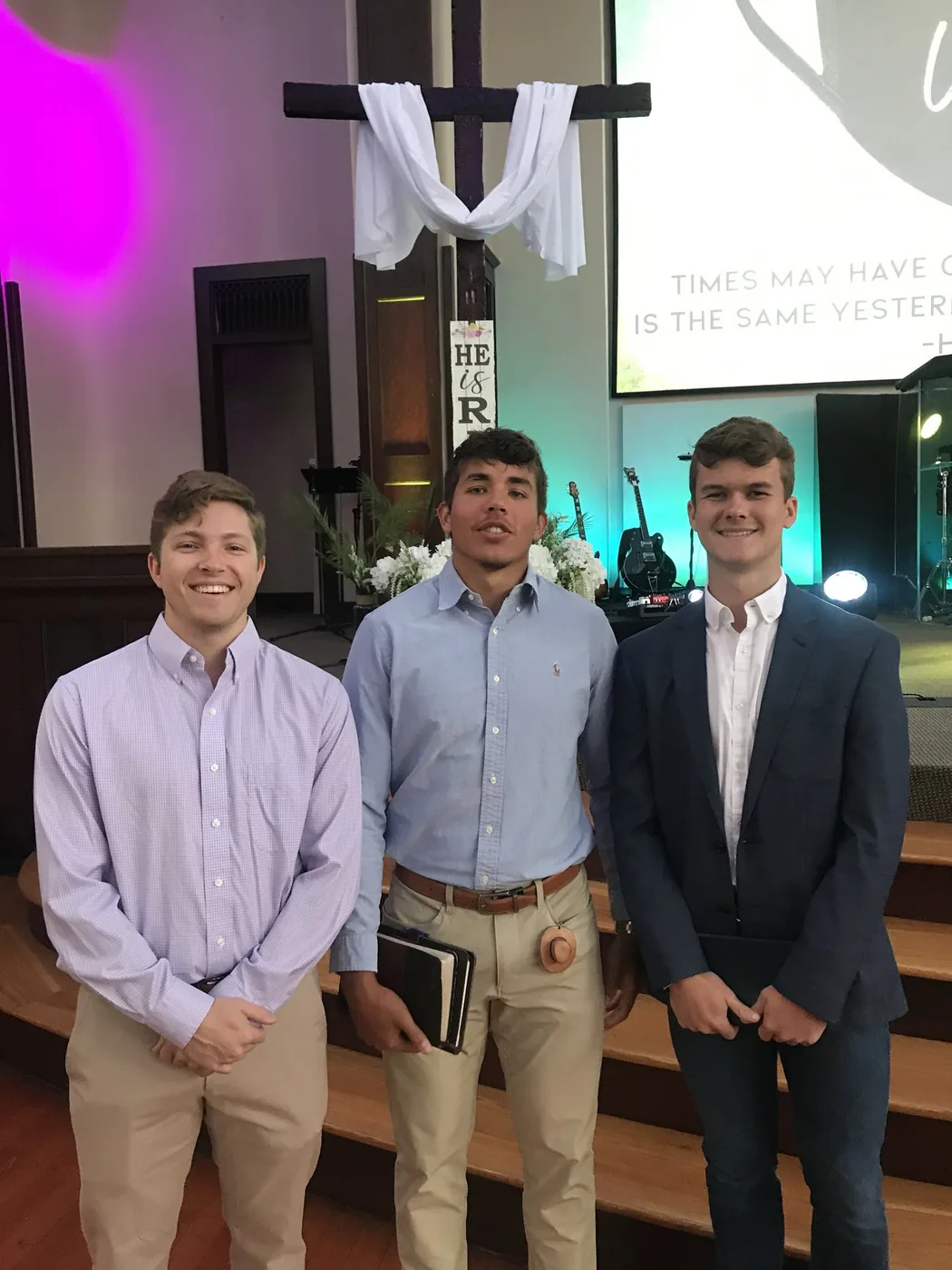 Tyler with two friends at church