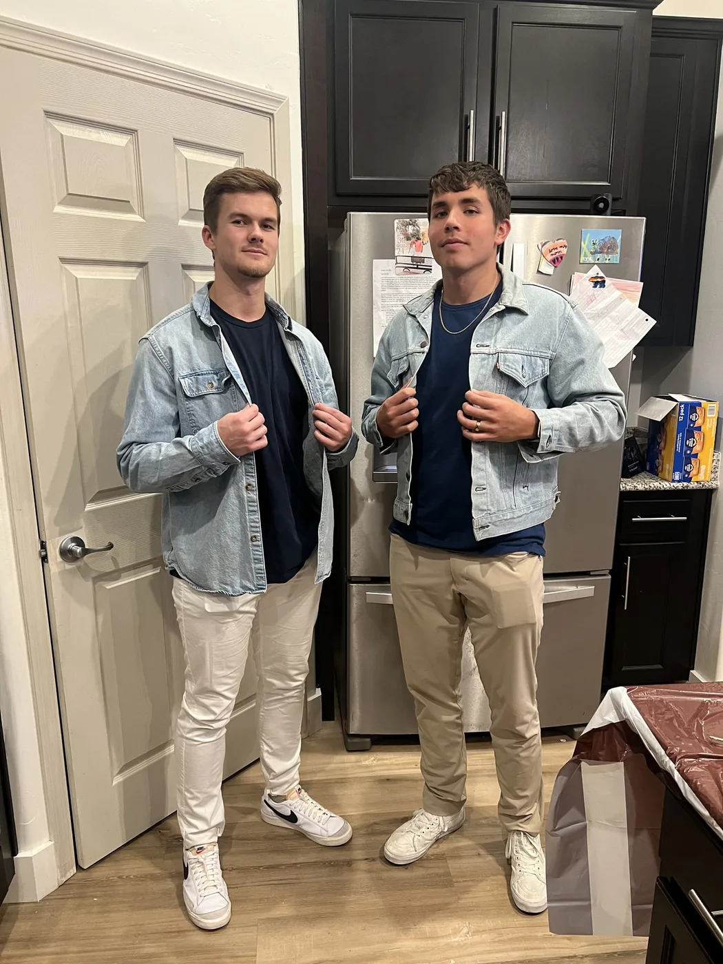 Tyler and Blake twinning in denim jackets