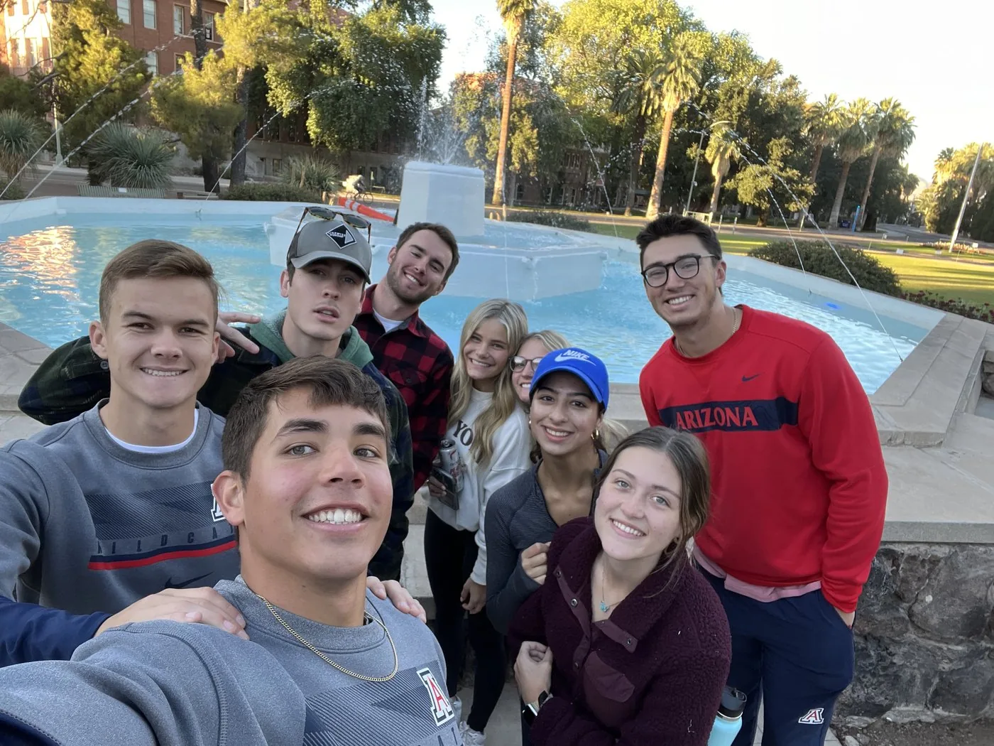 Group selfie at the UofA fountain